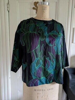 Dries Van Noten Women’s Floral Iris Print Blouse Top Size  36 Oversized